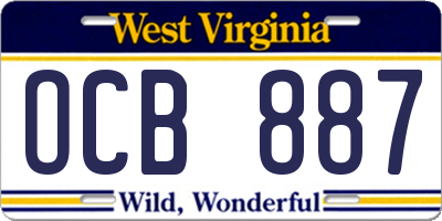 WV license plate OCB887