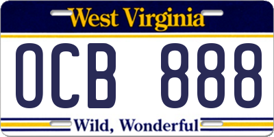 WV license plate OCB888