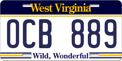 WV license plate OCB889