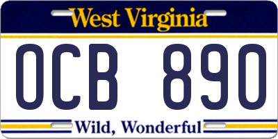 WV license plate OCB890