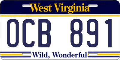 WV license plate OCB891