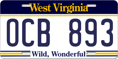 WV license plate OCB893