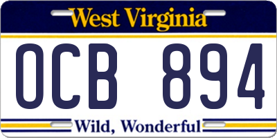 WV license plate OCB894