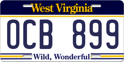 WV license plate OCB899