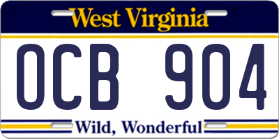 WV license plate OCB904
