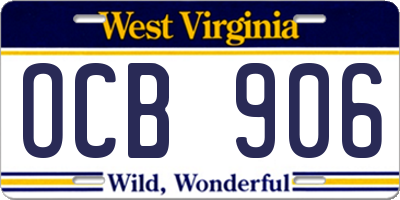 WV license plate OCB906
