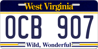 WV license plate OCB907