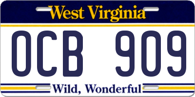 WV license plate OCB909