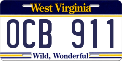 WV license plate OCB911