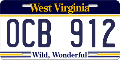 WV license plate OCB912