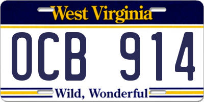 WV license plate OCB914