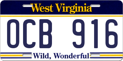WV license plate OCB916