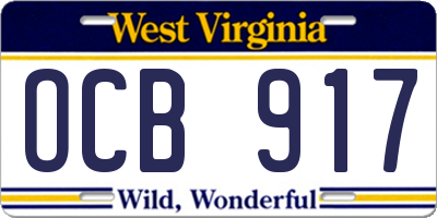 WV license plate OCB917