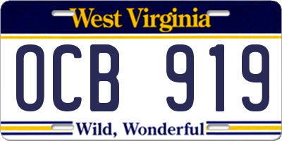 WV license plate OCB919