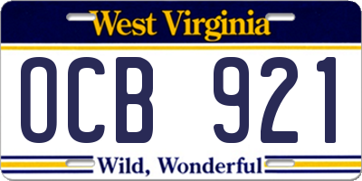 WV license plate OCB921