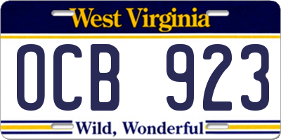WV license plate OCB923