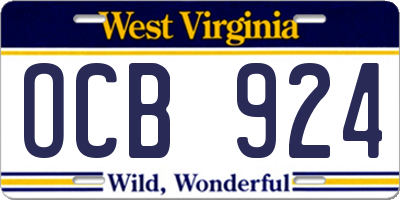 WV license plate OCB924