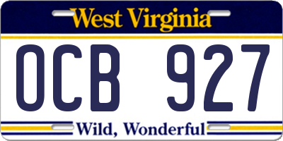 WV license plate OCB927