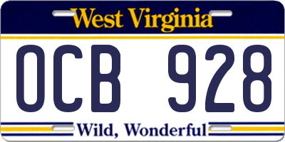 WV license plate OCB928
