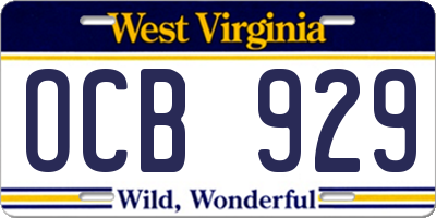 WV license plate OCB929