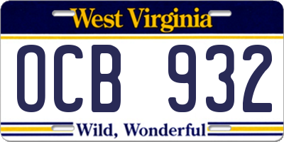 WV license plate OCB932