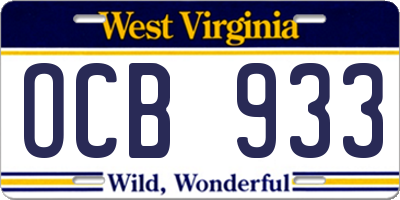 WV license plate OCB933
