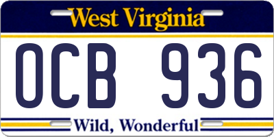 WV license plate OCB936