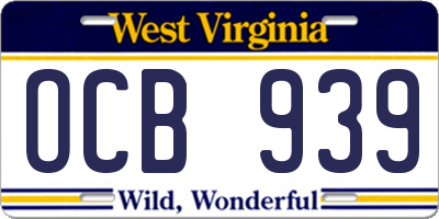 WV license plate OCB939