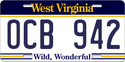 WV license plate OCB942