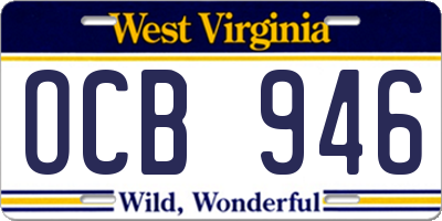 WV license plate OCB946