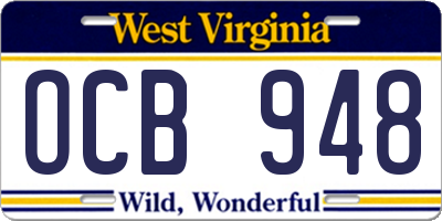 WV license plate OCB948