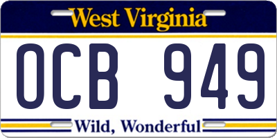 WV license plate OCB949