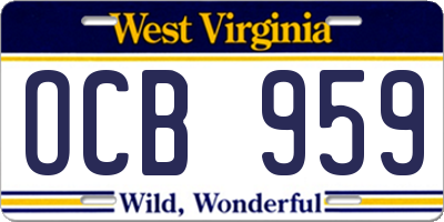 WV license plate OCB959