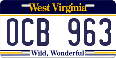 WV license plate OCB963