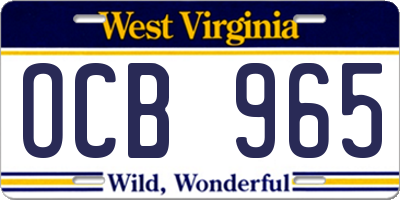 WV license plate OCB965