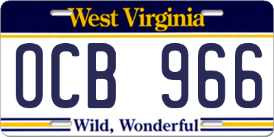 WV license plate OCB966