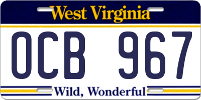 WV license plate OCB967