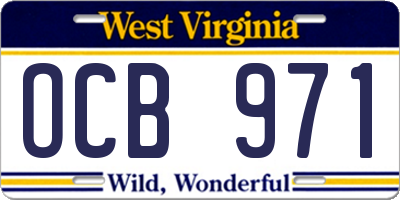 WV license plate OCB971
