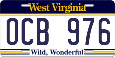 WV license plate OCB976