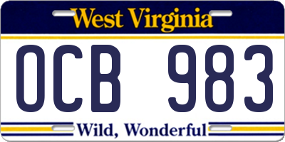 WV license plate OCB983