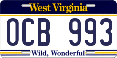 WV license plate OCB993