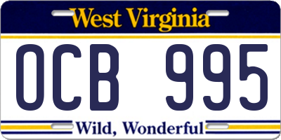 WV license plate OCB995