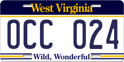 WV license plate OCC024