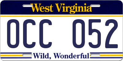 WV license plate OCC052