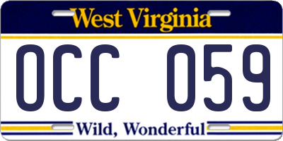 WV license plate OCC059