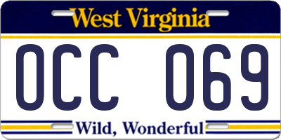 WV license plate OCC069