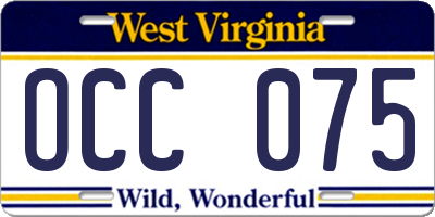 WV license plate OCC075