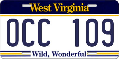 WV license plate OCC109