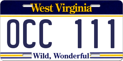 WV license plate OCC111