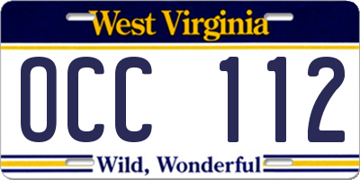 WV license plate OCC112